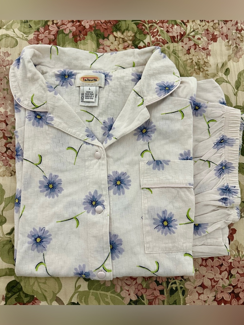 NWOT Talbots Lavender Floral Long-sleeve/Pants Button-Front Pajama Set